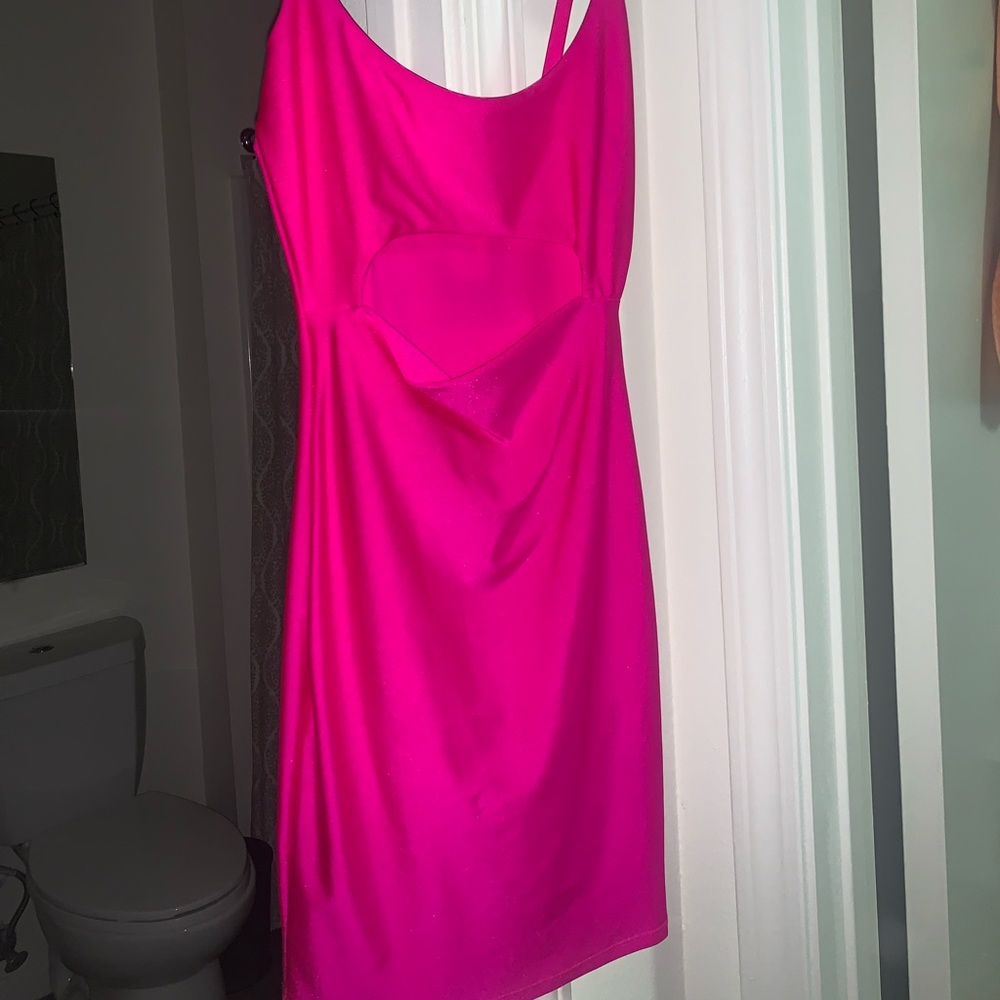 Hot pink fashion nova mini dress.